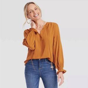 Knox Rose Rust Long Sleeve Blouse